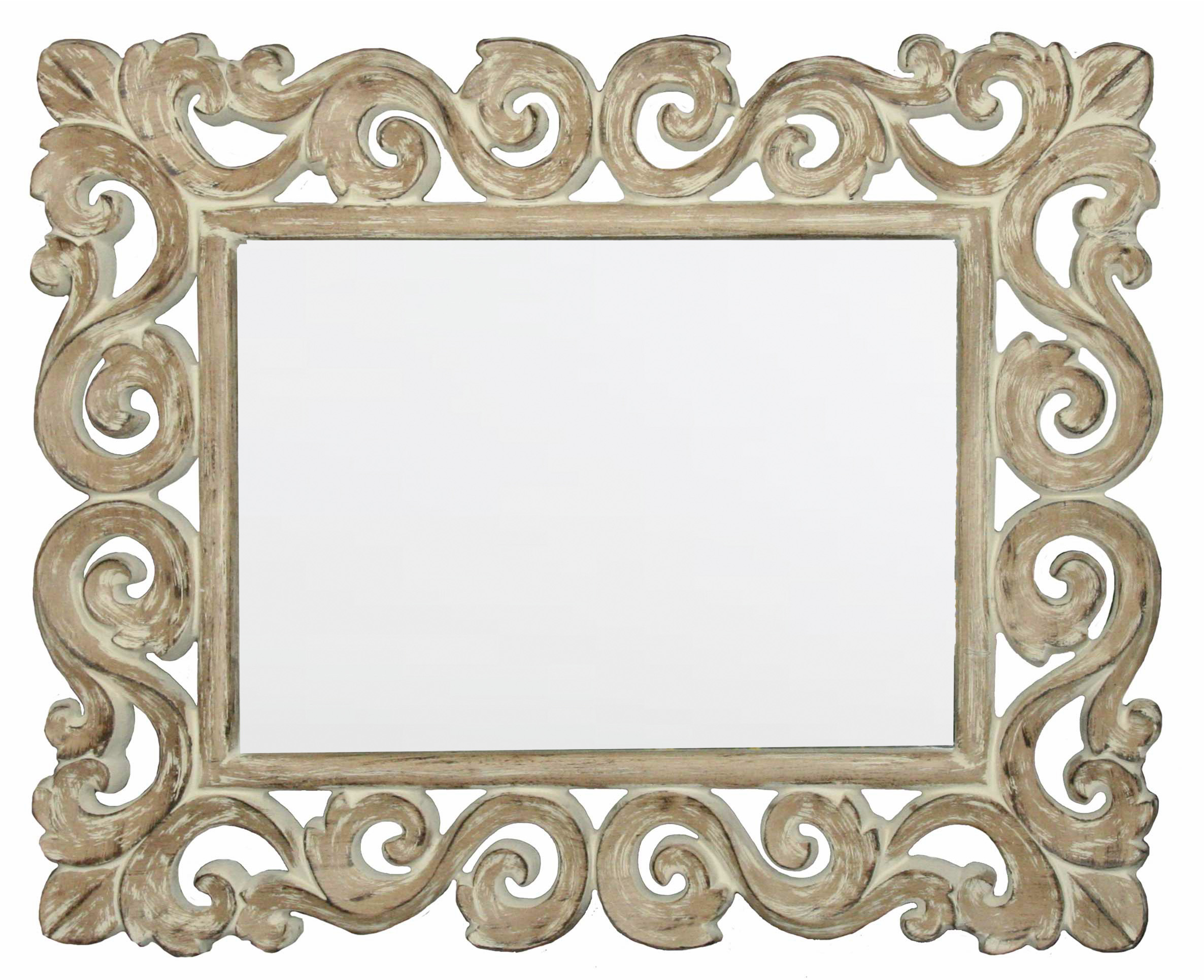 ZS033AW Wall décor art mirror weathered natural classic ornate rectangular